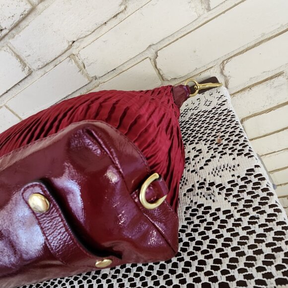 Coach Ashley Deep Red Gathered Shoulder Bag/Handbag Purse - Picture 14 of 16